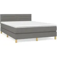 vidaXL Boxspring met matras stof donkergrijs 140x200 cm