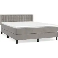 vidaXL Boxspring met matras fluweel lichtgrijs 140x190 cm