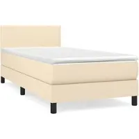 vidaXL Boxspring met matras stof crèmekleurig 80x200 cm