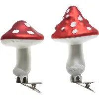Décoris Paddenstoel kerst ornament | | 3 stuks (Glas, Clips)