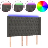 vidaXL Hoofdbord LED 163x16x118/128 cm fluweel donkergrijs
