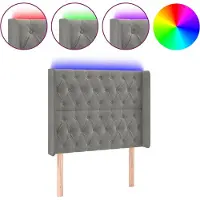 vidaXL Hoofdbord LED 103x16x118/128 cm fluweel lichtgrijs