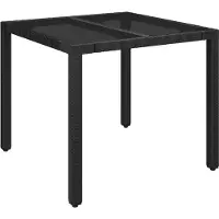 vidaXL Tuintafel met glazen blad 90x90x75 cm poly rattan