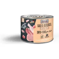 Mac'S Superfood Kattenvoer Fijnproever Natvoer Blik - Kalf & Gevogelte 6x 200g - vers vleesgehalte 99%