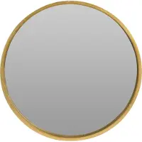 Home & Styling Ronde wandspiegel goud hout 50 cm - Spiegel voor in de hal, badkamer of toilet