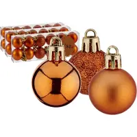 Krist+ Kerstballen - 36x ST - oranje - kunststof - 3 cm - glitter - mat