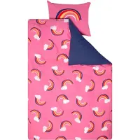 HEMA Kinderdekbedovertrek 140x200cm zacht katoen regenbogen (roze)