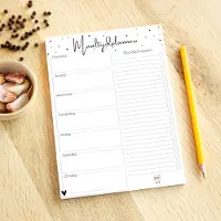 Bont | Maaltijdplanner - Weekplanner - A5 - Wit - stippen - Boodschappen planner - Dieet Planner - Boodschappenlijstje - Supermarkt planner - Agenda - Eten - Dag planner - 50 pagina's