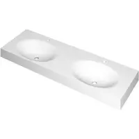 Ink Smooth Meubelwastafel 140x45cm Polystone - Dubbel - 2 Kraangaten - Mat Wit - 8718835157913 - Rechthoekig - Wastafels, Meubelwastafels