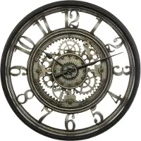 Atmosphera Wandklok/muur klok - Vintage Metal - Dia 50 cm - kunststof/glas - Antraciet