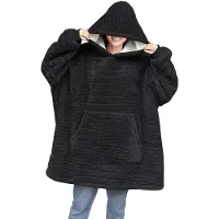Linnick Hoodie Flanel Fleece Deken Met Mouwen Croco - black