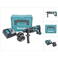 Makita Boormachine + slagboor, DHR 241 RGJ accuklopboormachine 18 V 2,0 J SDS plus + 2x accu 6,0 Ah + lader + Makpac (Oplaadbare batterij)