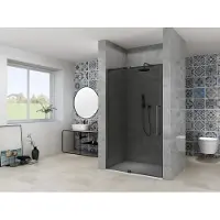 Van Rijn ST08 douchedeur met rookglas 85-95cm zwart