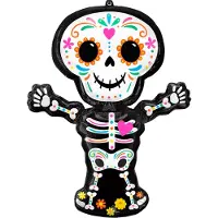 Anagram folieballon Airloonz Skeleton 132 x 88 cm wit