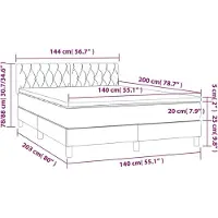 vidaXL Boxspring met matras fluweel lichtgrijs 140x200 cm