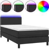 vidaXL Boxspring met matras en LED kunstleer zwart 90x200 cm