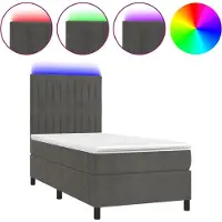 vidaXL Boxspring met matras en LED fluweel donkergrijs 80x200 cm