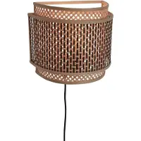Good&Mojo Wandlamp Bhutan - Bamboe|Zwart - 32x16x27cm Bruin