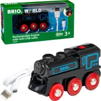 BRIO World Oplaadbare locomotief met mini USB- kabel - hout - Treinen