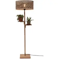 Good&Mojo Java vloerlamp, legbord, naturel/zwart, hout licht, Woon-/ Eetkamer, Bamboe, tafellamp