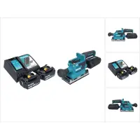 Makita DBO 382 RF Akku Schwingschleifer 18 V 93 x 185 mm Brushless + 2x Akku 3,0 Ah + Ladegerät