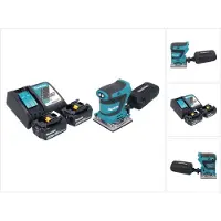 Makita DBO 484 RM accu vlakschuurmachine 18 V 112 x 102 mm + 2x accu 4.0 Ah + lader