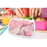 MuchoWow Broodtrommel Roze - Lunchbox - Brooddoos - Goud - Marmer - Roze - 18x12x6 cm - Kinderen - Meisje