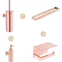 Guido Gusto Toilet accessoires set Mat rose goud design met beugel en zeepdispenser