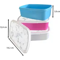 MuchoWow Broodtrommel Blauw - Lunchbox Marmer - Wit - Zilver - Glitter - Marmerlook - Chique - Brooddoos 18x12x6 cm - Brood lunch box - Broodtrommels voor kinderen en volwassenen