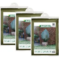 Nature plantenhoes met trekkoord - 3x stuks - H150 x D100 cm - groen - anti-vorst planten beschermhoes