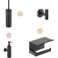 Guido Gusto Toilet accessoires set Mat zwart exclusief met zeepdispenser