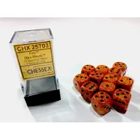 Chessex Vuurgespikkeld D6 16mm Dobbelsteen Set (12 stuks)