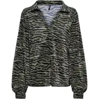 ONLY Blouse Onlclaudia L/s Collar Plisse Top Cs 15310026 Kalamata/wavy Tiger Dames Maat - S