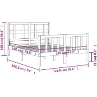 vidaXL Bedframe met hoofdbord massief hout wit