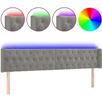 vidaXL Hoofdbord LED 183x16x78/88 cm fluweel lichtgrijs