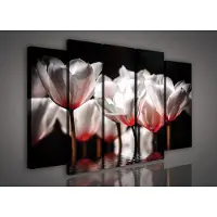 Canvas Schilderij - Bloemen - Planten - Wit - Water - Natuur - Inclusief Frame - 150x100cm (lxb) - 5 Luiks