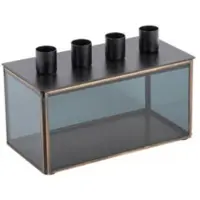 PT Living Kaarshouder Boxed Rectangle Glass Black