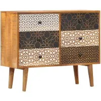 vidaXL Dressoir met geprint patroon 90x30x70 cm massief mangohout