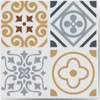 Walplus muursticker Azulejo 20 cm pvc bruin/geel 12 stuks
