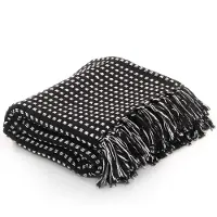 vidaXL Plaid vierkanten 125x150 cm katoen zwart