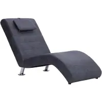 vidaXL Chaise longue met kussen kunstsuède grijs