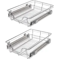 vidaXL Draadmanden uittrekbaar 2 st 400 mm zilverkleurig