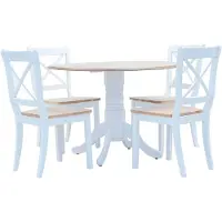 vidaXL 5-delige Eethoek massief rubberwood wit en bruin