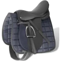 vidaXL Echt lederen paardrijzadel 17,5" 18 cm (5-in-1 set, zwart)