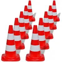 vidaXL Verkeerskegel reflecterend 50 cm rood en wit 10 st