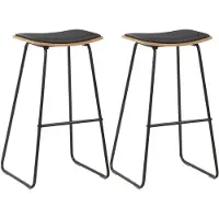 vidaXL Barstoelen 2 st kunstleer zwart