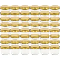vidaXL Jampotten met goudkleurige deksels 48 st 110 ml glas