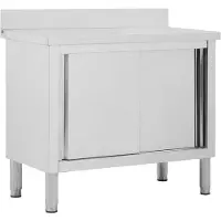 vidaXL Werktafel met schuifdeuren 100x50x(95-97) cm roestvrij staal