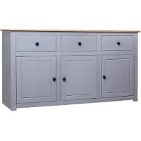 vidaXL Dressoir Panama Range 135x40x80 cm massief grenenhout grijs