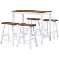 vidaXL Bartafel- en krukkenset massief hout 5-delig